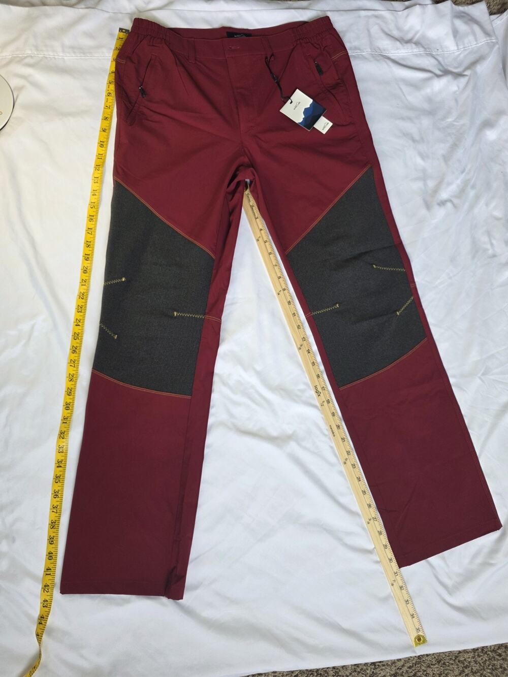 Svacuam Hiking Pants Red Grey Durable Heavy Duty Womans Outdoor Wide Leg